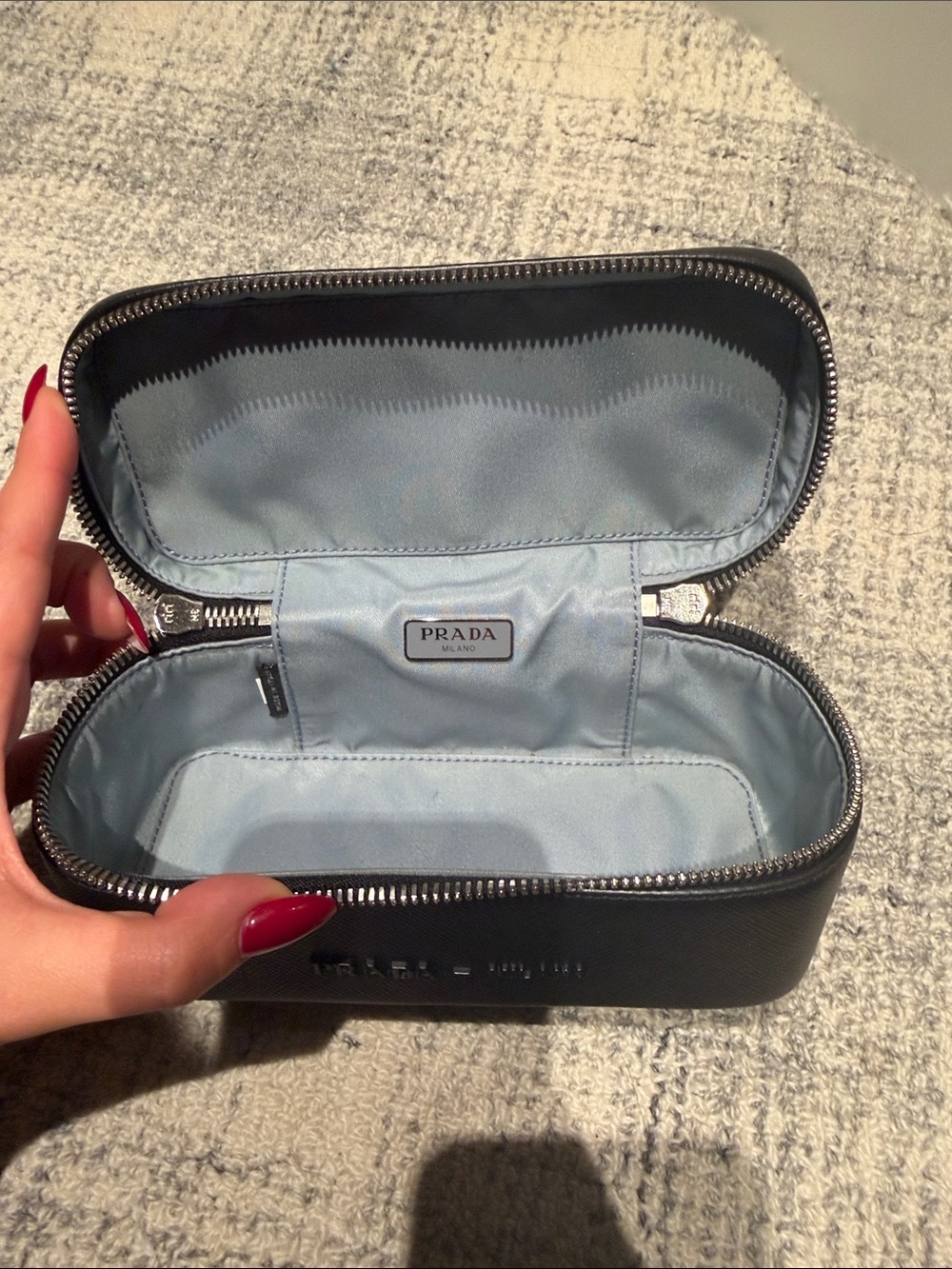 Prada Black Saffiano Leather Toiletry Bag with Top Handle - Picture 3 of 4